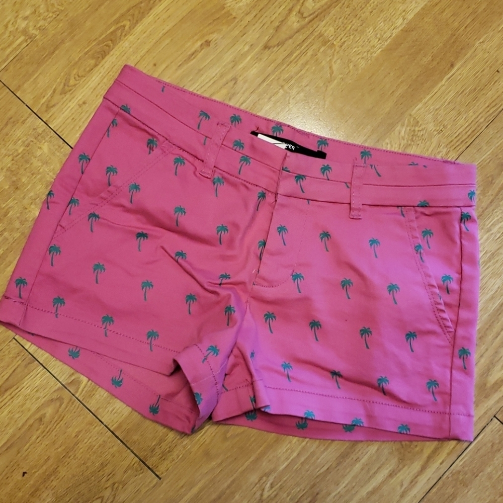 NWT Harper hot pink with green palm tree shorts XS
